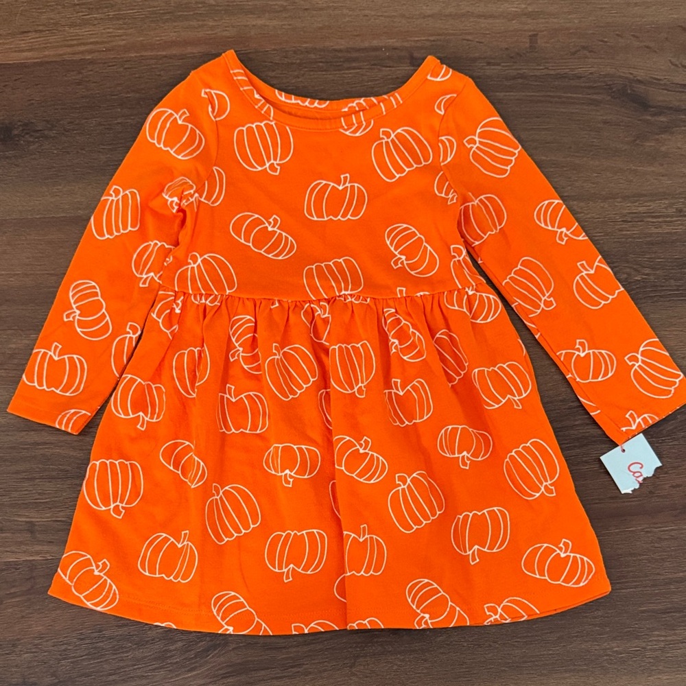 Cat & Jack Orange Pumpkin Pattern Dress